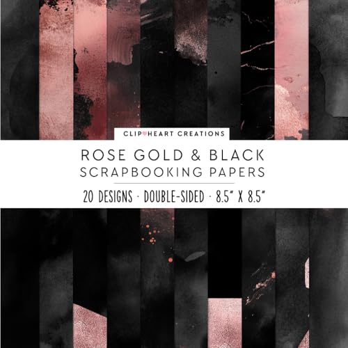 Black & Rose Gold Ink Watercolor Papers:For Scrapbooking, Double Sided Craft Paper, Decorative DIY Junk Journals, Decoupage