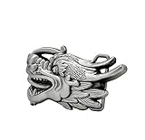 Mens Chinese Dragon Head Belt Buckle - Novelty Belt Buckle Fits Belts Up to 1.5 Inches Wide