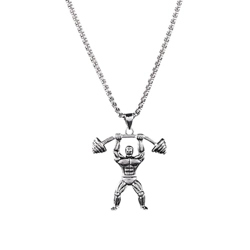 DIAMANTIO 18K Gold Plated Bodybuilder Weightlifting Pendant Necklace, Fitness Gym Athlete Charm Necklace with Detailed Muscle Lifter Pendant, Sport Inspired Jewelry with Durable Chain for Workout Lovers