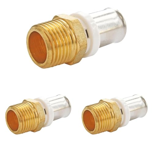 SOMATHERM FOR YOU, Raccord droit à sertir pour tube multicouche Ø16, mâle 20/27, acier inoxydable, double joints toriques, conforme NF 545, pour eau chaude/froide, 10 bars max (Lot de 3)