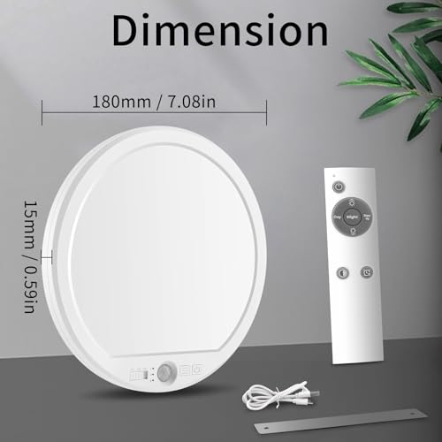 Meliya Rechargeable Motion Sensor Ceiling Light with Remote, 3000K 4000K 6500K Magnetic No Wiring Battery Powered Closet Light for Shower Stairs Hallway Porch Pantry Garage Patio Shed by Meliya - Image 9