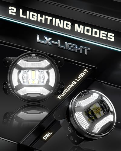 Image of LX-LIGHT Super Bright 60W 4 Inch LED Fog Lights with DRL EMC Compatible with Jeep Wrangler TJ LJ JK JT Gladiator Dodge Journey Front Bumper Lights (Pair)