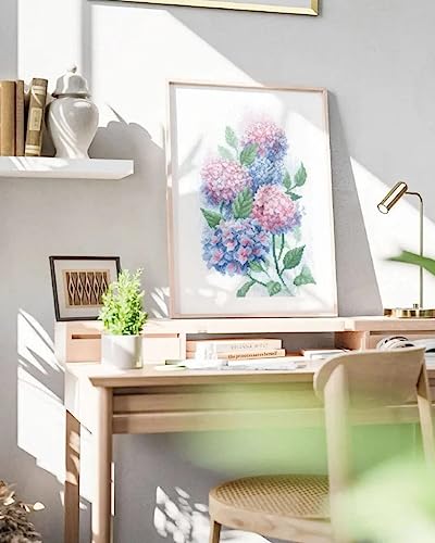 Image of RIOLIS - Graceful Hydrangeas 2139, Cross Stitch Kits 8 inch x 11 inch, Cross Stitch Kits for Adults, Floral Counted Cross Stitch Kits, Embroidery Kit for Beginners & Advanced, Crossstitching Kits