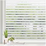 rabbitgoo Window Film Privacy for Glass Windows, Frosted Stripe Patterm Glass Sticker Static Cling No Glue Anti UV Decorative Door Cover Film for Home Office, 44.5 x 200 cm