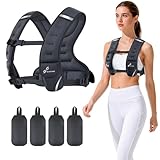Sportneer Adjustable Weighted Vest Woman: 6-10lb Weighted Walking Vest for Women with 4 Weight Packs Fast Adjust Comfortable Weight Vest for Home Gym Burn Calories Strength Training Vests Black
