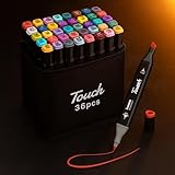 Kit Canetinha de 48 Canetas Marcador Permanente Ponta Dupla Touch Coloridas para Desenho Profissional Escolar Infantil com Estojo Organizador Base Artista Canetinha Hidrográficas Alcool Caneta Colorir