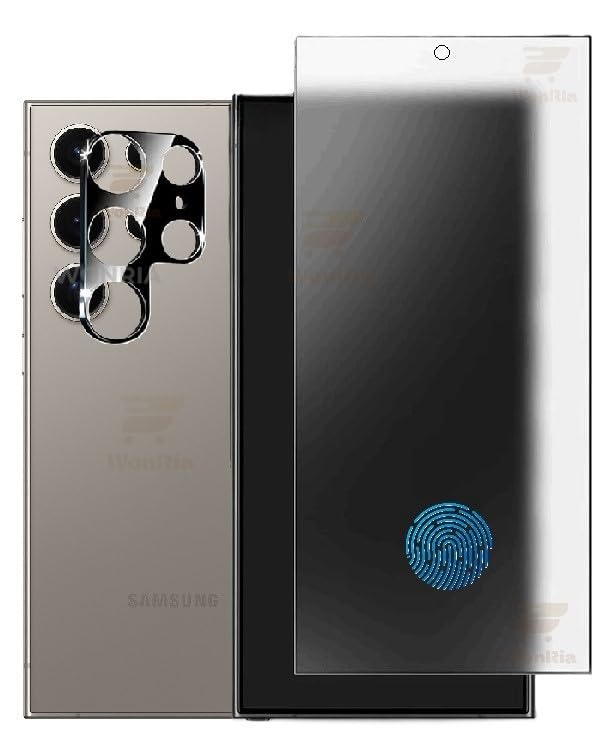 Image of WonRia 2+2 Pack [Matte Tempered Glass for Samsung S25 Ultra 5G (100% FingerPrint Working) with Camera Lens Protector 9H Glass Screen Guard for Galaxy S25 Ultra 5G