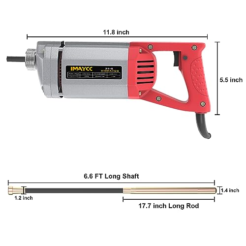 IMAYCC Power Concrete Vibrator 1300W 110V Concrete Vibrabrater with 6.6 FT Copper Shaft Rod -Concrete Vibrating Tool by IMAYCC - Image 6