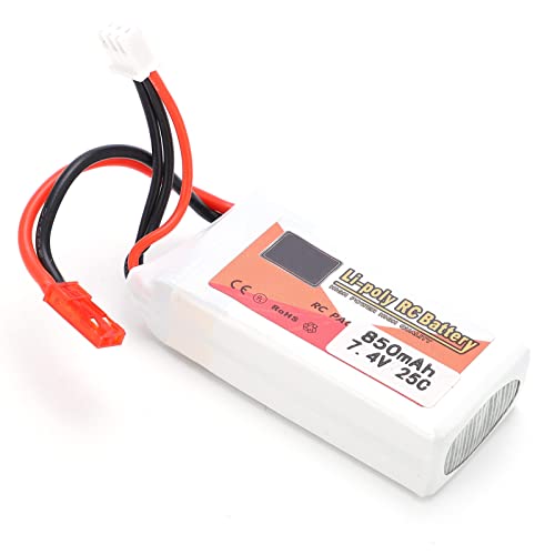 Fupei Batterie Lipo 7,4 V 850 mAh 25 C, Batterie Portable Rechargeable légère 7,4 V 850 mAh pour Bateaux RC pour hélicoptère RC pour Voitures RC