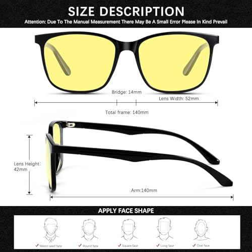 Image of Oilway Night Vision Driving Glasses for Women & Men - Anti Glare Blue Light Blocking Computer Glasses with HD Clarity, Premium Protection | Nighttime Safety Eyewear for Screen Use & Road Travel