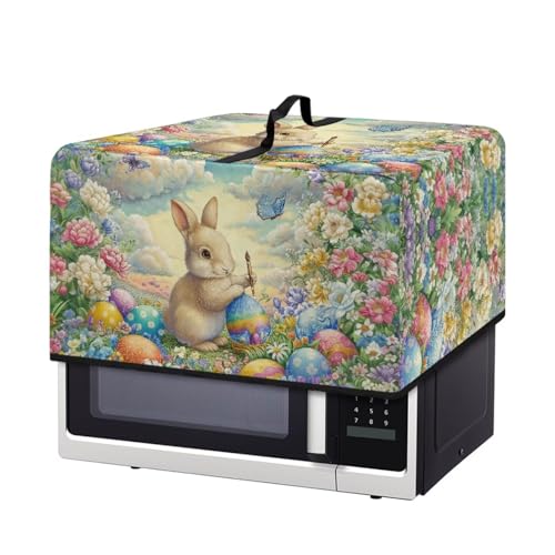 Image of Air Fryer Toaster Oven Dust Cover, Protective Countertop Microwave Oven Cover for Easter Decor, S, 18.25 x 14.5 x 11 Inches, Cartoon Bunny Floral Butterfly Easter Egg
