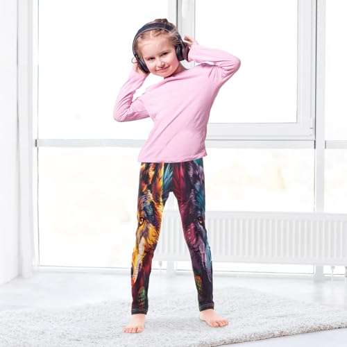 Toddler Girls Leggings Printed Yoga Pants Leggings Painting Wolf Head for Kids4