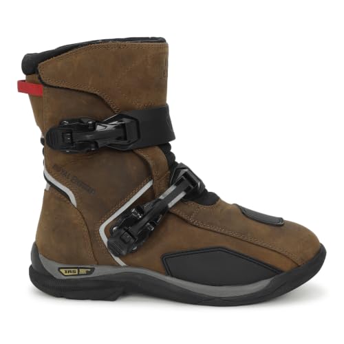Image of Royal Enfield WANDERER BOOTS | Waterproof Leather | TPR Heel Ankle Toe Protection | Anti-Skid Rubber Sole | Gear Shift Pad | Removable PU Insole | Dual Fastener Clips | Night Reflectors | TAN Size 6