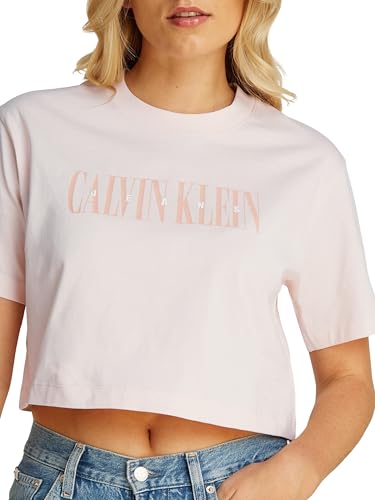 Calvin Klein Damen T-Shirt Kurzarm Varsity Boxy Tee Cropped, Rosa (Silver Peony), XL – Ansicht 3