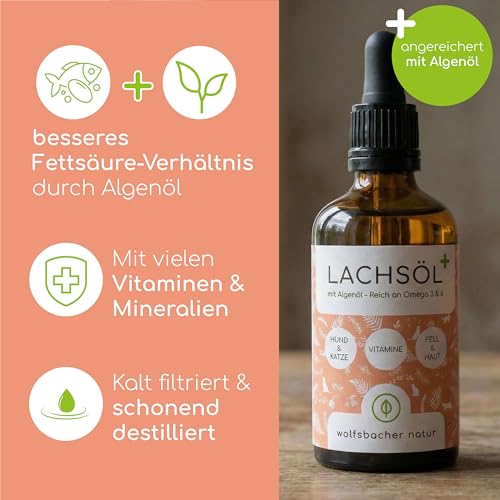 Wolfsbacher Natur Lachsöl Plus mit Algenöl für Hunde & Katzen 100 ml – Ansicht 3