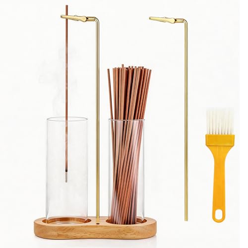 Glass Incense Holder 2 in 1 Hanging Incense Burner Holder with Ash Catcher & Storage | Cute Boho Decor for Meditation Yoga Spa | Stick Incense Holder Censer Incense Tray Alternative (Natural)