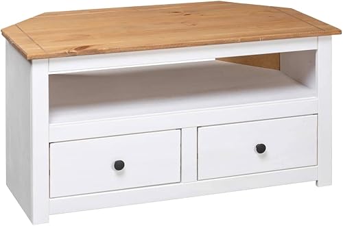 Miniatura 5 de THOYTOUI Cómoda mesa auxiliar moderna, mueble multimedia de TV, gabinete decorativo para sala de estar, gabinete de TV esquinero blanco 36.6 x 19.3