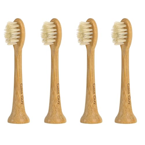 Gaia Guy Natural Bamboo & Boar Bristle Electric Toothbrush Head 4-Pack | Compatible with Philips Sonicare | Truly Biodegradable (No Hidden PLA & No Nylon) for an Eco-Friendly Clean