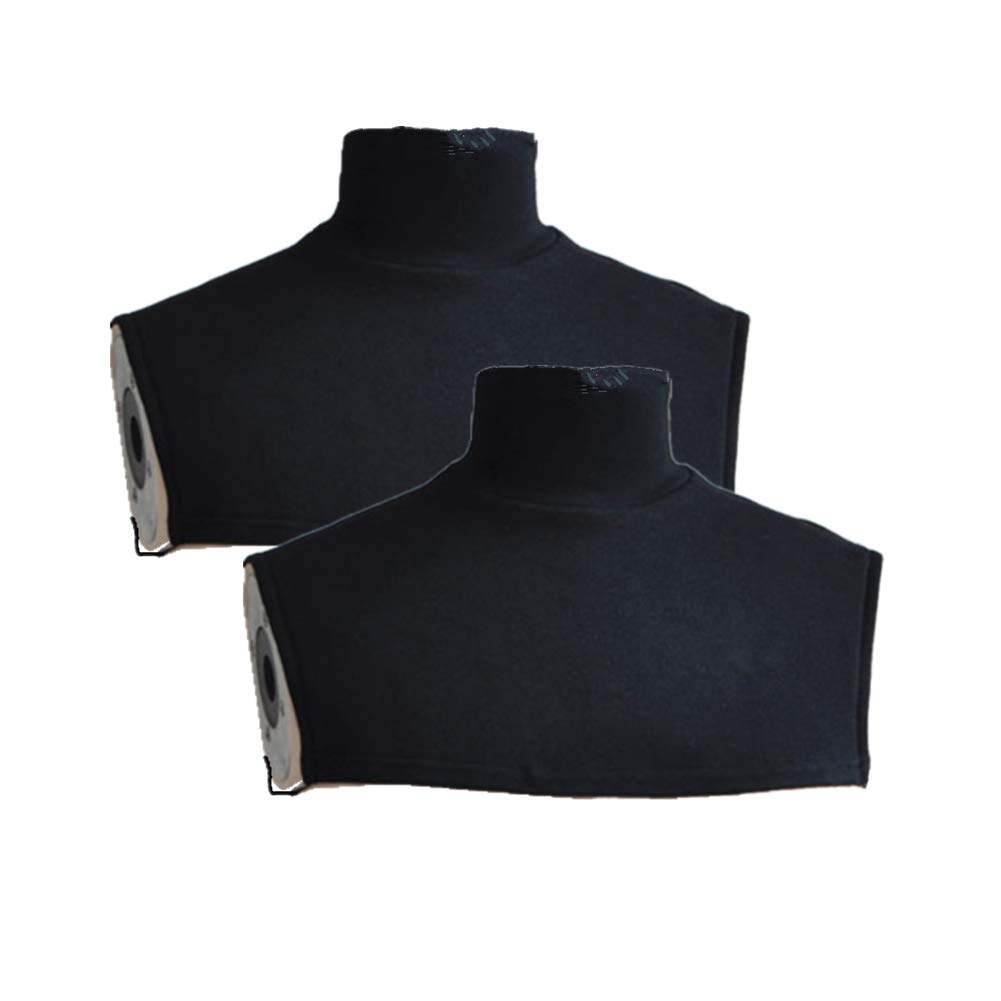 Wdragon Women's Black 2Pcs Cotton Neck Dickey False Fake Turtleneck Half Top Collar Shoulder Cover (Black+Black)
