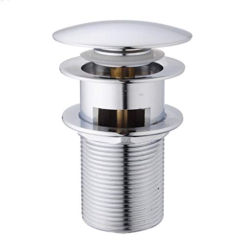 Hapilife Modern Chrome Clicker and Bathroom Sink Basin with Pop Up Waste Slotted with Overflow(Push Button Design) Waste-18C