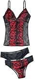 Rock Rebel by EMP Damen schwarz-rotes Unterwäsche Set, 3-teilig M