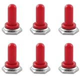 LQ Industrial 6PCS Waterproof Dustproof Rocker Switch Rubber Protective Cover 12mm/ 0.45 inch Toggle Switch Button Switch Protective Cover Handle Knob Cap Moisture Resistant Cover Red