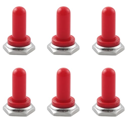 LQ Industrial 6PCS Waterproof Dustproof Rocker Switch Rubber Protective Cover 12mm/ 0.45 inch Toggle Switch Button Switch Protective Cover Handle Knob Cap Moisture Resistant Cover Red