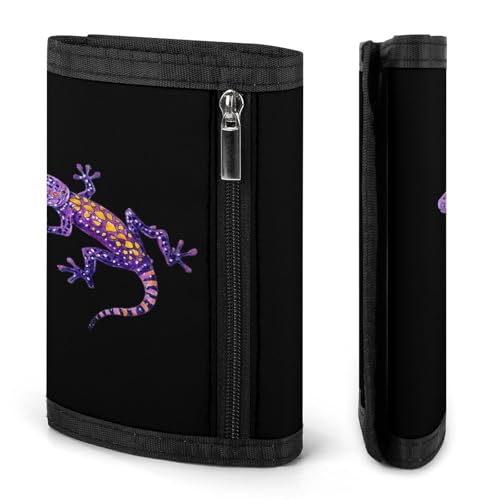 Purple Lizard Mens Trifold Wallet Slim 8 Card Slot Purse with Photo Window & Keychain Coin Clip3