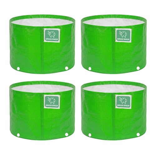 Image of GREENSHEEP HDPE Grow Bag Heavy Duty 260 GSM Round Plants Flower Growing Bags Floor Standing Mount Type for Home Garden Balcony Terrace Kitchen Nursery (Green, 9x12 inch, Pack of 4)