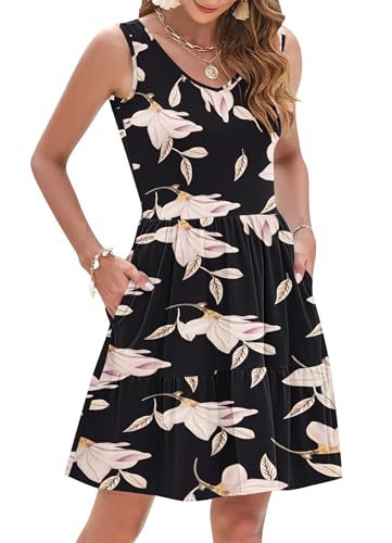 Image of AUSELILY Womens Summer Dresses 2026 Casual Sleeveless Sundress Beach Vacation Flowy Tiered Short Dresses with Pockets