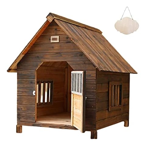 Wooden Dog House, Small Medium and Large Kennels are Weatherproof Indoor and Outdoor Dog House with Door, Pet House Outdoor, Waterproof Coldproof Pet House Shelter Kennel, Doghouses with(Size:X-Large) Cover