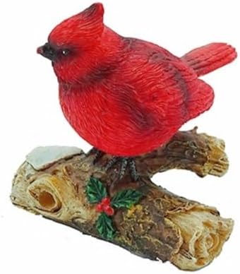 Little Cardinal Figurine - Red Cardinal Bird Perched on a Branch Decorative Figurine for Gifts image 2