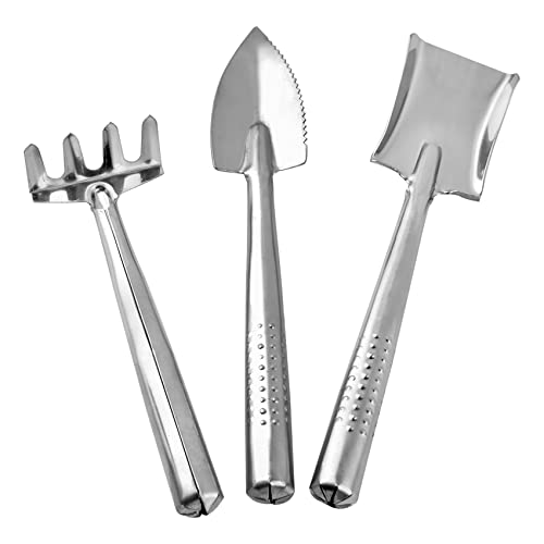 3 Pieces Mini Garden Tools Set, Stainless Steel Shovel Rake Spade Gardening Kit Lightweight Hand...