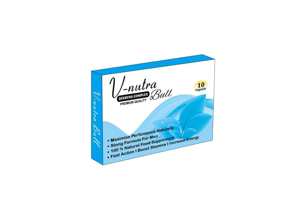 New! Super Extra-Strong V-NUTRABULL Blue - Ginseng and Herbal Food Supplement for Men. The Most Effective Natural, Powerful and Fast Acting Food Supplement for Men! - (Pack of 10 Capsules)