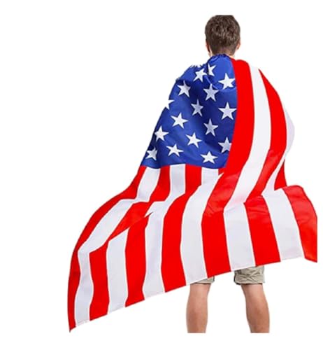 Zhzrche American Flag Costume Cape, USA Flag for 4th of July Independence Day Celebration Cape Red