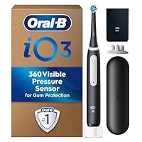 Oral-B iO 3 Matt Black Ultimate Clean Electric Toothbrush, 1 Refill Holder, 1 Charger Pouch, 1 Travel Case, Designed by Braun, Packaging May Vary