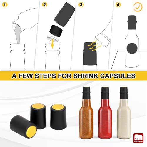 Gm Gmisun Gmisun Mini Hot Sauce Bottles 3 Oz, 24 Pack Glass Woozy Bottles With Shrink Capsules, Mini Wine Bottles With Labels, Ginger Shot Bottles With Caps, For Homemade Hot Sauces thumb #2