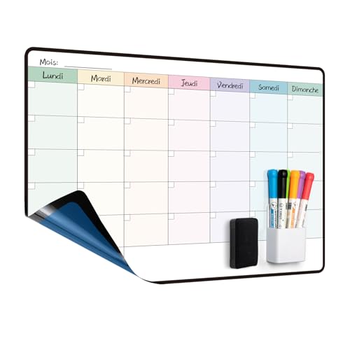 MCCORL 42x28 cm Calendrier Adhesif Tableau blanc Planning Mural, Planificateur Mensuel/Semainer effaçable parfait pour Planification des Tâches, Organiseur...