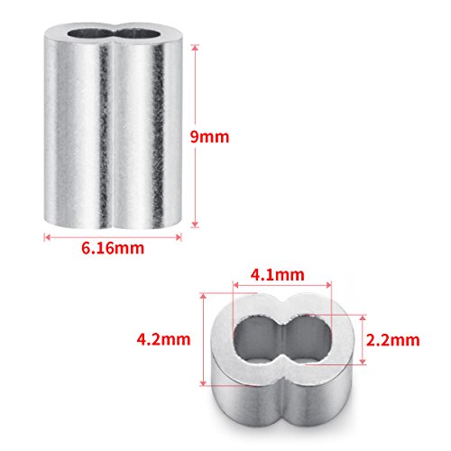 Petutu CF-200P 1/16 Inch Aluminum Crimping Loop Sleeve 200Pcs, Cable Ferrule Wire Rope Sleeves Loops Sleeve thumb #1