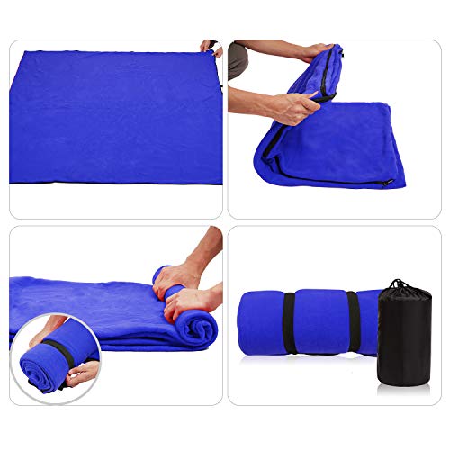 Redcamp Fleece Sleeping Bag Liner For Adult Warm Or Cold Weather, 75" Long Full Sized Zipper Camping Blanket For Outdoor Indoor Used With Sack, Navy Blue #TOP6