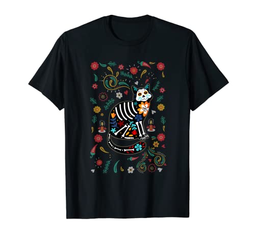 Dia de los Muertos o Días de los Muertos o Gato de Calavera de Azúcar Camiseta