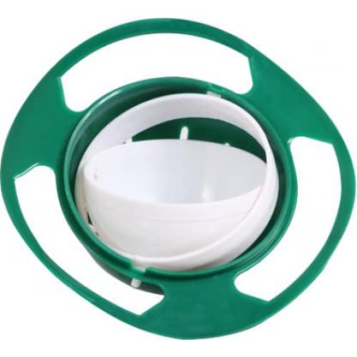 INFINITIX™ Baby Magic Gyro Bowl 360 Degree Rotate | Spill-Proof Bowls with Lid Plastic Creative Dishes Practice Feeding Bowls(Pack of 1)(Green or Blue color)