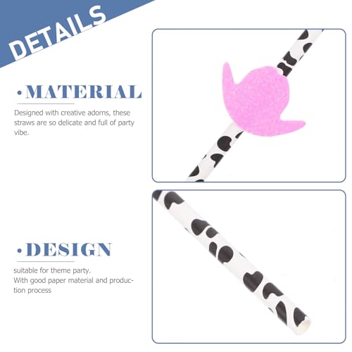 30 pitillos de papel decorativos para fiesta temática de vaca miniatura 6