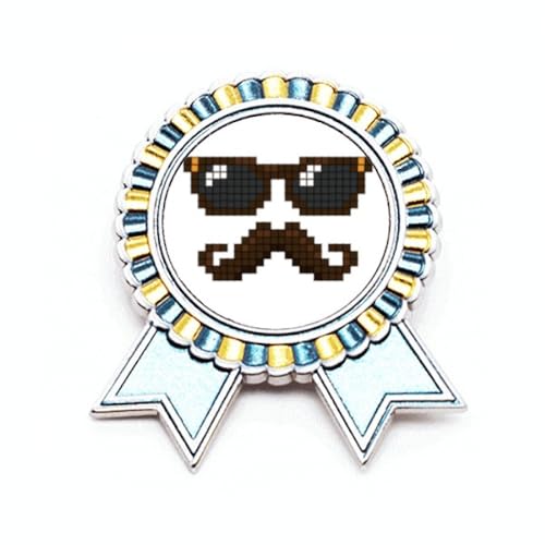 Pin's pixel barbe et lunettes de soleil en métal M, un souvenir de la culture rétro-gaming