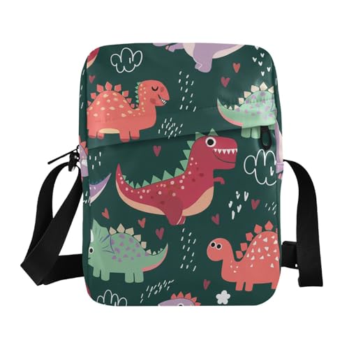 Crossbody Bag Cartoon Dinosaurs Messenger Bag for Women Men Purse Shoulder Bag Satchel Bag with Adjustable Strap 214C1595
