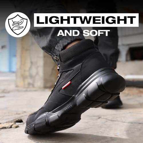 Image of Steel Toe Work Shoes for Men, Lightweight Safety Shoes with Puncture Resistant Midsole, Comfortable Protective Work Shoes for Warehouse Factory Light Construction