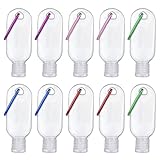 Hand Sanitizer Keychain 10 Pcs Travel Bottles with Keychain,1.7oz (50ml) Portable Plastic Leakproof Squeeze Bottles Kits with Flip Cap for Home Office Outdoor