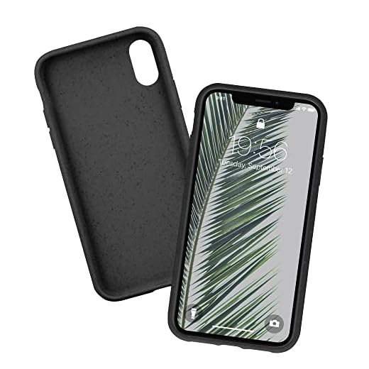 Forever Bioio Bio mobiltelefonfodral kompatibelt med iPhone 13 6,1 tum, hållbart organiskt fodral, skyddsfodral biologiskt nedbrytbart, TPU tunt fodral med kameraskydd, av växtfibrer, svart