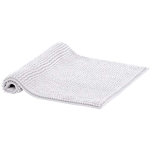 AmazonBasics Chenille Loop Memory Foam Bath Mat, White, 50 x 80 cm