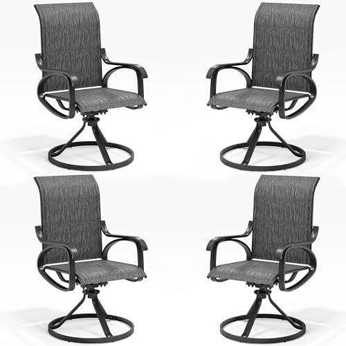 Image of LOUVIXA Patio Swivel Chair Set of 4, All-Weather Patio Swivel Rocking Chair, High Back Patio Dining Chairs for Backyard, Porch, Lawn, Garden(4, Dusky Gray)